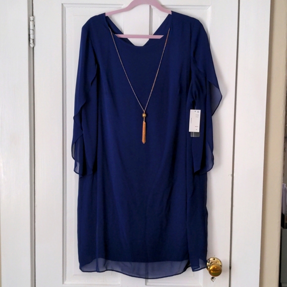 Indigo Dress with accompanying gold necklace (NWT!) - Picture 1 of 9
